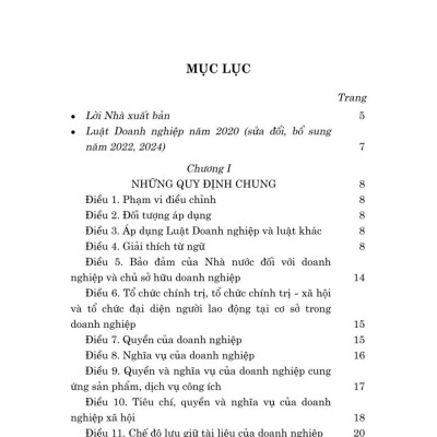 Luật doanh nghiệp năm 2020 (Sửa đổi, bổ sung năm 2022, 2024) bản in 2025