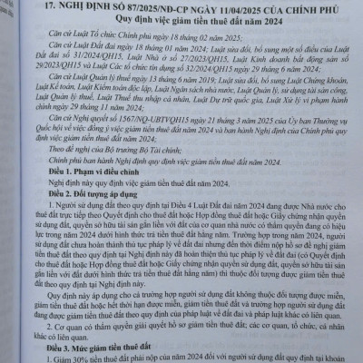 Sách Luật Đất Đai sửa đổi, bổ sung và Các Văn Bản Hướng Dẫn Thi Hành – Chính Sách Mới Về Giảm Tiền Thuê Đất - V2543D