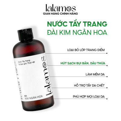 Combo sạch sâu Lalamos Nước tẩy trang 280ml + Sữa rửa mặt 280ml + Toner Kim Ngân Hoa 250ml