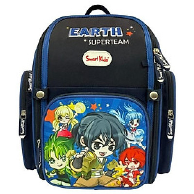 Ba Lô Học Sinh Chống Gù Smart Kids - Earth Super Team - Xanh Đen - B-013