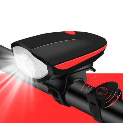 Đèn Xe Đạp Năng Lượng Mặt Trời Có Sạc Pin Siêu Sáng, Còi Báo , Chống Thấm Nước Loại Cao Cấp