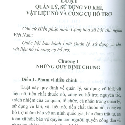 Luật Quản Lý, Sử Dụng Vu Khí, Vật Liệu Nổ Và Công Cụ Hỗ Trợ Năm 2024