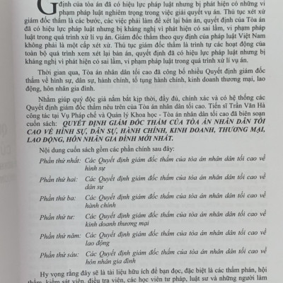 Quyết định giám đốc thẩm của Tòa án nhân dân tối cao về hình sự, dân sự, hành chính, kinh doanh thương mại, lao động, hôn nhân gia đình mới nhất