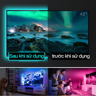 Đèn led trang trí phòng ngủ đèn nháy 16 triệu màu đèn dây led 5050 RGB có remote điều khiển - miếng lót chuột