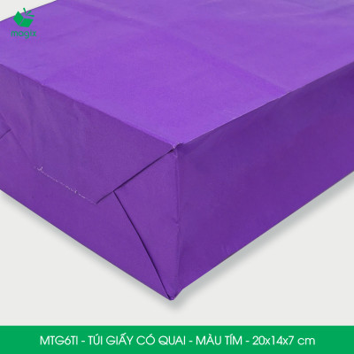 MTG6TI - 20x14x7 cm - Combo 25 túi giấy có quai màu tím