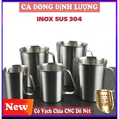 ( hàng cao cấp ) ca đánh sữa inox 304 có vạch đong 500ml, 700ml, 1L