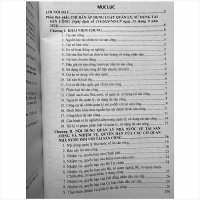 Sách Chỉ Dẫn Áp Dụng Luật Quản Lý, Sử Dụng Tài Sản Công theo Nghị định số 114/2024/NĐ-CP (V2471T)