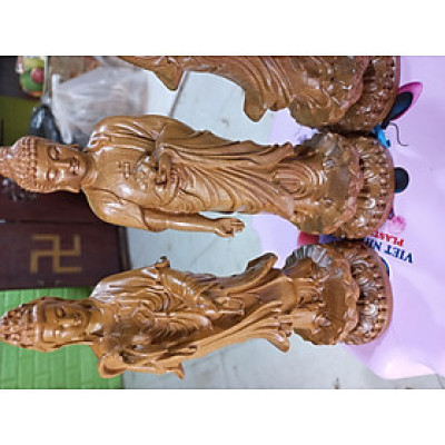 Bộ tượng phật tam thánh tây phương bằng gỗ hương kt cao 20cm