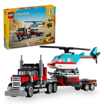 Đồ Chơi Lắp Ráp Xe Tải Vận Chuyển Trực Thăng 3 In 1 - Flatbed Truck With Helicopter - Lego Creator 31146 (270 Mảnh Ghép)