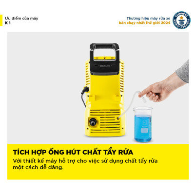 (Mới 2024) Máy phun rửa áp lực cao K 1 - Công suất 850W, áp lực tối đa 90 bar - Làm sạch, vệ sinh xe máy, ban công - Hàng Chính Hãng