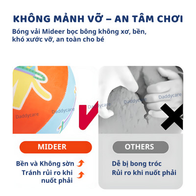 Bóng vải đồ chơi cho bé sơ sinh, bóng nảy đàn hồi Mideer Silent Bouncy Ball