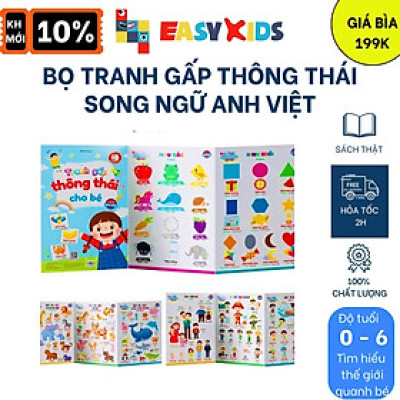 Bộ Tranh Gấp Thông Thái Cho Bé - Song Ngữ Anh Việt - 3 Tấm, 6 Mặt, 17 Chủ Đề, Kích Thước 96 x 50cm