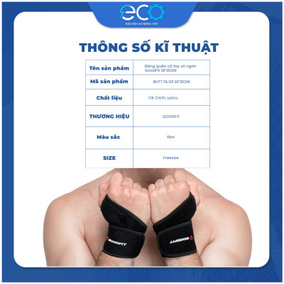 Băng quấn cổ tay xỏ ngón GoodFit GF302W dùng tập gym, tập boxing vải đục lỗ thoáng khi, đệm xốp êm ái