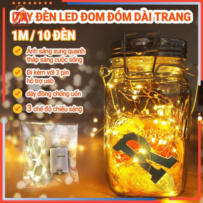Đèn dây trang trí Têt decor Đèn LED dây fairy light trang trí treo tường, Dây đèn led đom đóm