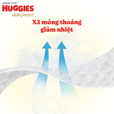 Combo 3 gói Tã quần Huggies Skin Perfect M Mega Jumbo 98+4 miếng với 2 vùng thấm giảm kích ứng da