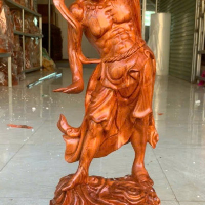 Bộ tượng tứ đại kim cương bằng gỗ hương đá kt cao 50×20×15cm + thêm kệ chân đế cao 10cm 