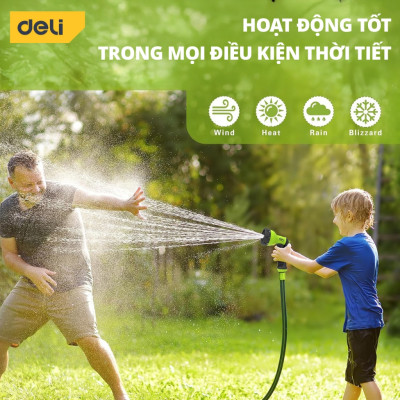 Bộ vòi nước tưới cây, rửa xe đa năng Deli dây dài 10m - Tặng kèm bộ phụ kiện đầu nối đa năng