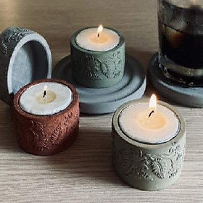 Set 4 hủ nến bằng xi măng Seeart đựng viên nến thơm tealight candles - hàng handmade DIY, cốc để nến cúng phật , bàn thờ trang trí