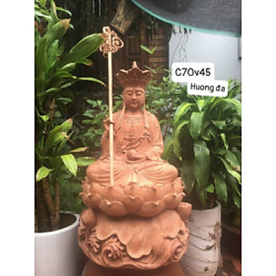 Tượng phật địa tạng vương bồ tát bằng gỗ hương đá kt cao 70×45cm