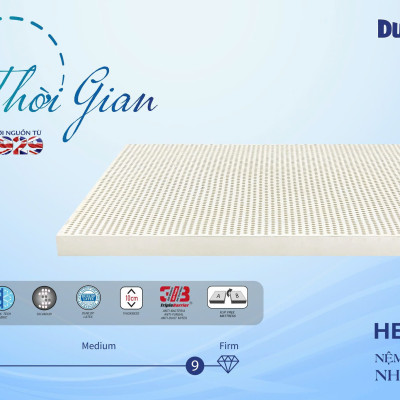 Nệm Cao Su Nhập Khẩu Dunlopillo Herit Áo Vải Cool Tech Kháng Khuẩn Bảo Vệ Sức Khỏe Độ Cao 10cm