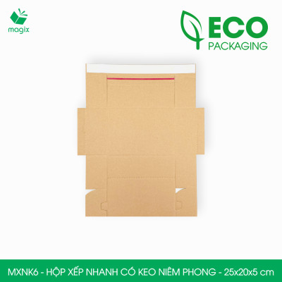 MXNK6 - 25x20x5 cm - 20 hộp carton đóng hàng xếp nhanh có keo niêm phong - Hộp gói hàng, hộp quà