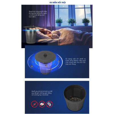 Đèn Bắt Muỗi Rạng Đông Công Suất 5W Không Mùi, Không Tiếng Ồn