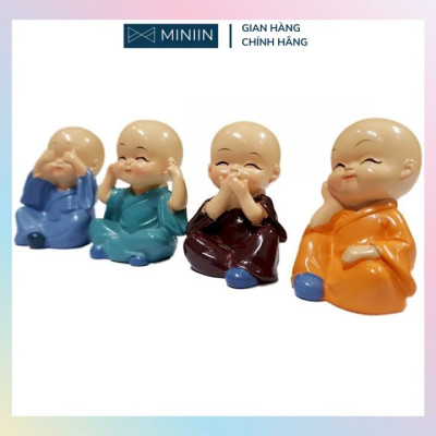 Bộ 4 Chú Tiểu Tứ Không Hàng Chuẩn - Không Nghe, Không Nói, Không Nhìn, Tâm Không Động - Loại 1 - Chính Hãng MINIIN