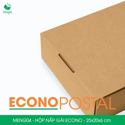 MENG04 - 25x20x6 cm - 20 Hộp carton nắp gài đóng hàng giá rẻ, hộp gói hàng, hộp quà thời trang