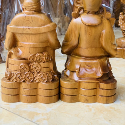 Tượng phật thần tài ông thổ địa bằng gỗ bách xanh thơm nức kt 20×13×11cm 