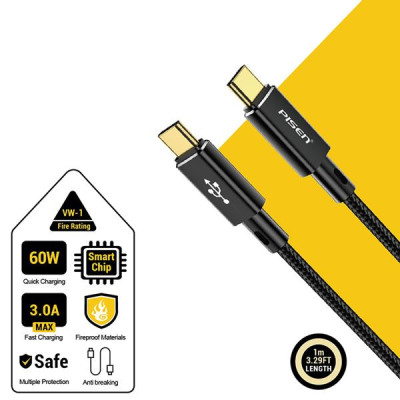 Cáp Sạc Nhanh Pisen Quick Platinum USB-C (C-C) PD 60W 1m