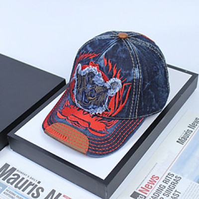 Nón nam, mũ lưỡi trai Ông Địa lửa phối vải jeans form đẹp thời trang đường phố