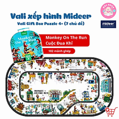 Đồ Chơi Xếp Hình Puzzle MIDEER Dạng Valy Xách Tay - Chủ đề Monkey on the Run (102 Mảnh Ghép) Dành cho bé từ 4 tuổi