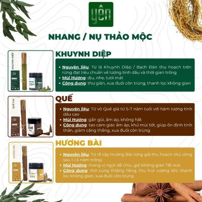 Nhang Thảo Mộc Sạch Mix Quế Khuynh Diệp Hương Bài Loại 23-30-40cm Hộp 100 Thanh Yên 100 % Tự Nhiên Thờ Cúng Thư Giãn