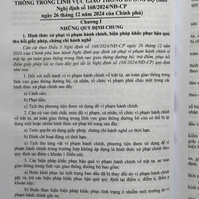 Sách Xử Phạt Vi Phạm Hành Chính Về Trật Tự, An Toàn Giao Thông Trong Lĩnh Vực Giao Thông Đường Bộ theo Nghị định 168/2024/NĐ-CP (V2559T)