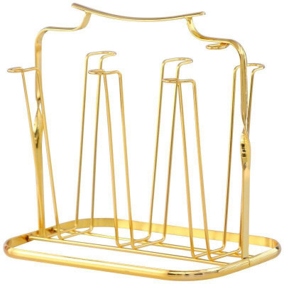 Combo bình đựng nước uống thủy tinh vàng vân sọc kèm khay và giá úp cốc ( giá úp cốc kim lọai mạ vàng giao ngẫu nhiên )