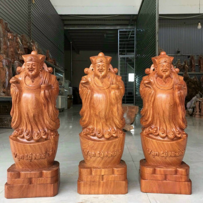 Tượng phật ông thần tài hoan hỷ bằng gỗ hương đá kt cao 60×22×15cm