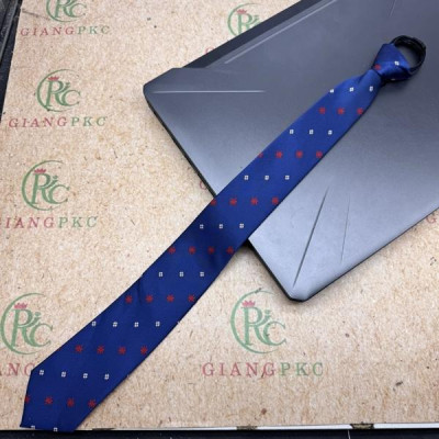 Cà vạt nam mẫu thắt sẵn dây kéo bản nhỏ 6cm màu xanh chấm đỏ