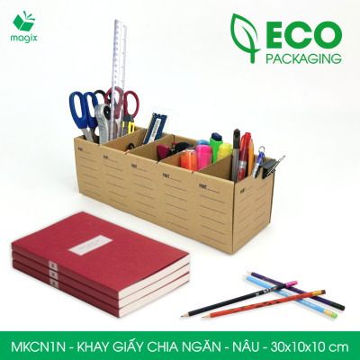 MKCN1N - 30x10x10 cm - 10 khay giấy carton chia ngăn - Khay đựng đồ linh kiện, văn phòng phẩm