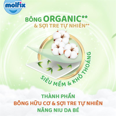 Tã/bỉm dán sơ sinh Molfix Thiên nhiên Jumbo Newborn (dưới 5kg) - Gói 70 miếng