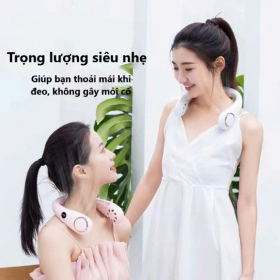 Quạt Đeo Cổ Không Cánh Đồng Hồ Led Tận Hưởng Mát Lạnh: - Mẫu Mới, Pin Lithium Ion, 3 Cấp Độ Gió