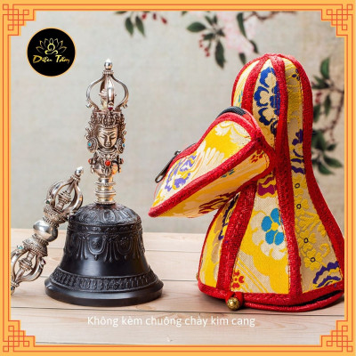 Túi vải gấm hộp đựng chuông chày kim cang Nepal mật tông tây tạng đồ thờ cúng bộ vỏ bao đựng chuông chùy - áo linh chử