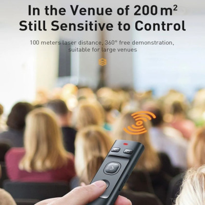 Bút Laser trình chiếu Baseus Orange Dot Wireless Presenter cho Laptop/ Macbook (100m. 2.4Ghz USB/Type C Receiver, Wireless Remote Control, Red Laser Pointer/ Presenter)- ACFYB- Hàng chính hãng