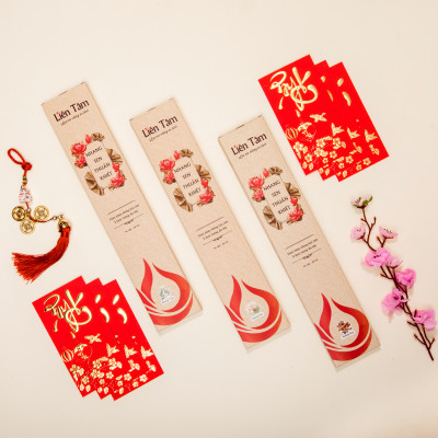 Nhang Sen Hương Xưa Liên Tâm 38cm  90 cây - Ít khói, 100% Từ Quế Hồi thiên nhiên