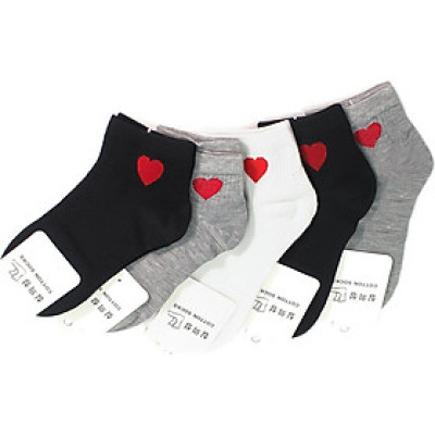 Combo 5 Đôi Tất Nữ Cotton Trái Tim PK028
