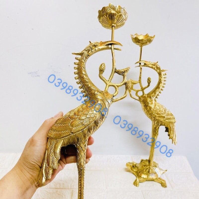 ĐÔI HẠC ĐỒNG CAO 42 CM NẶNG 3 KG CHẤT LIỆU BẰNG ĐỒNG 