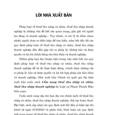 Cẩm nang thuế thu nhập cá nhân, thuế thu nhập doanh nghiệp - bản in 2024