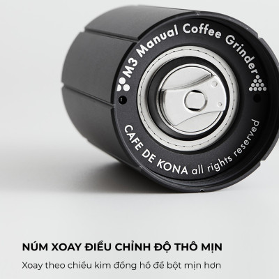 Cối xay tay M3 Pro cà phê lưỡi thép 6 cạnh CNC thân nhôm Cafede Kona
