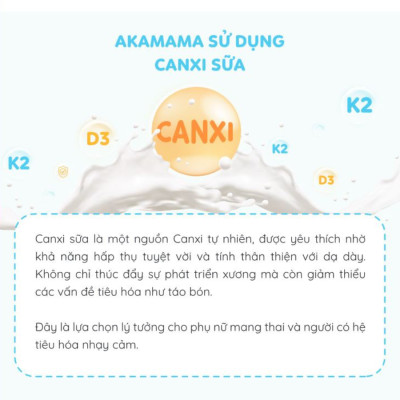 Canxi D3 K2 Cho Mẹ Bầu Hỗ Trợ Phát Triển Hệ Xương Của Bé, Viên Nhỏ, Không Vị, Dễ Uống Gói 120 Viên  Akamama Nhật Bản