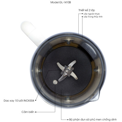 [SẴN HÀNG] Máy làm sữa hạt Gali GL-1410B. Hàng nhập khẩu chất lượng cao, bảo hành 24 tháng.