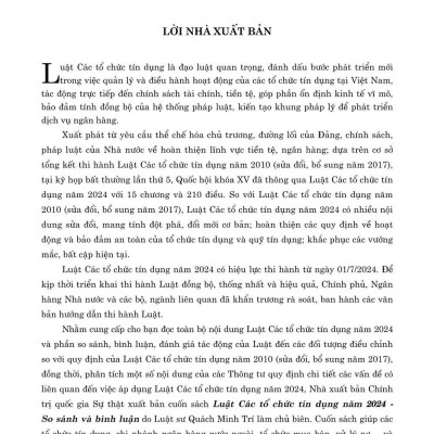 Luật các tổ chức tín dụng năm 2024 so sánh và bình luận